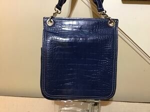 Urban Outfitters Blue Croc-Embossed Messenger Bag Crossbody Purse Faux Leather